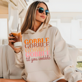 Gobble Til You Wobble Hoodie – Thanksgiving Sweatshirt for Women – Cute Fall Pullover in Maroon, Military Green, Black, Cream & More