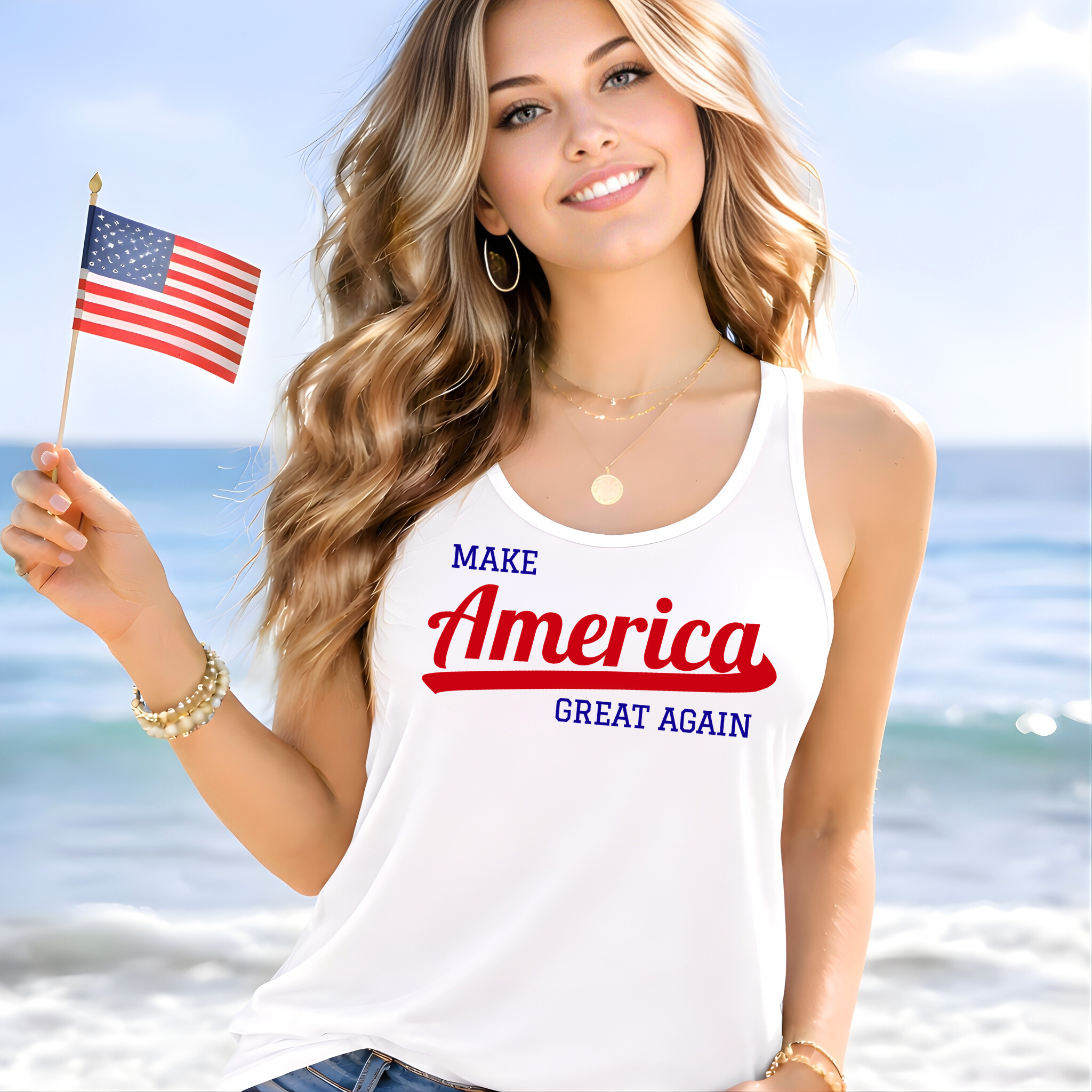 Patriotic USA Freedom Tank Top – Women's Racerback