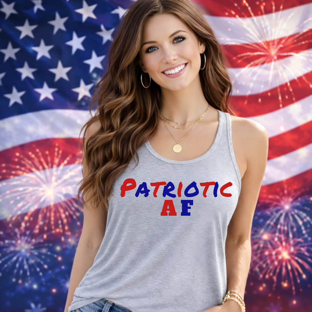 Patriotic AF – Women's Racerback Tank Top