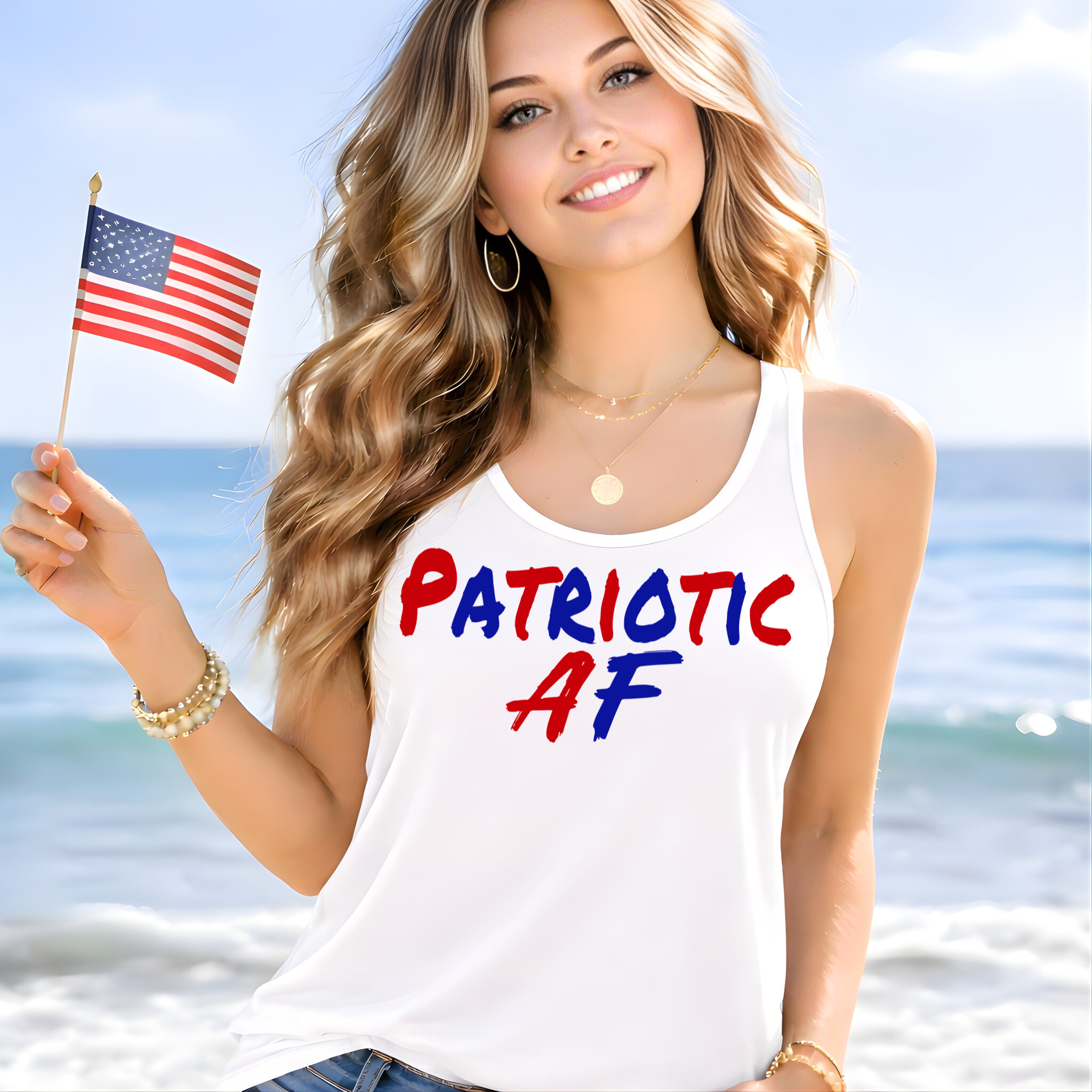 Patriotic AF Women's Racerback Tank Top
