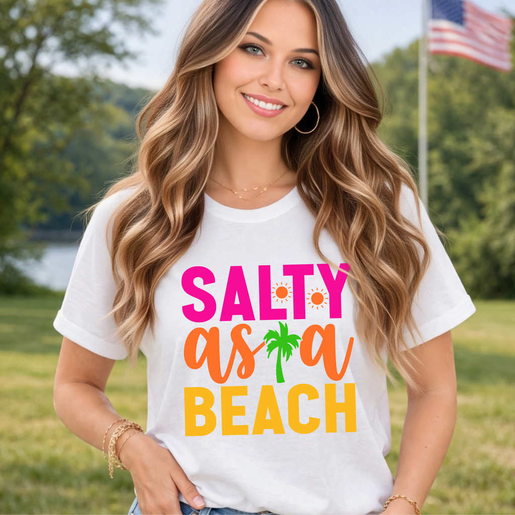 Salty As A Beach Graphic Tee – Funny Summer Shirt for Women