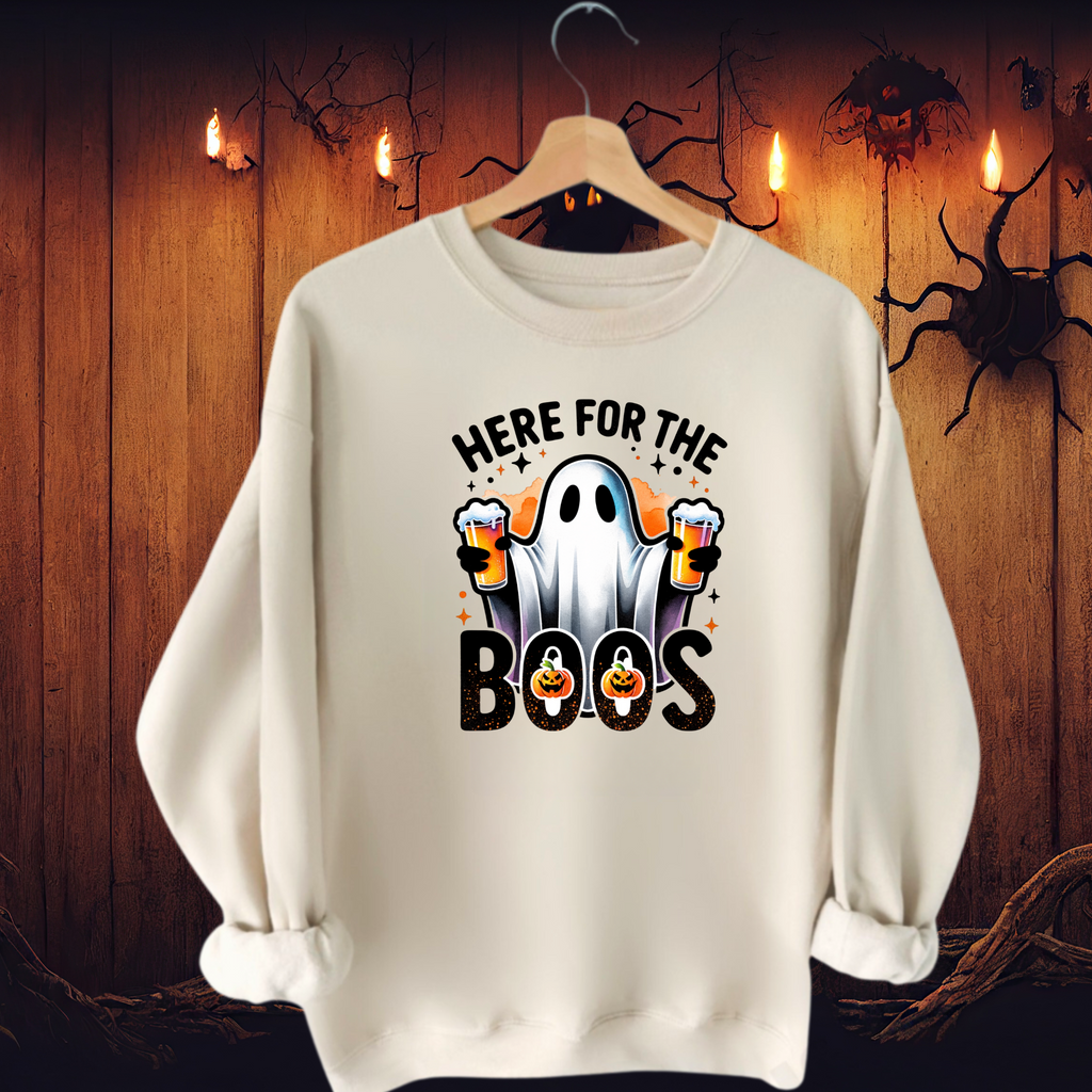 Here For The Boos Halloween Sweatshirt – Funny Ghost Beer Pullover